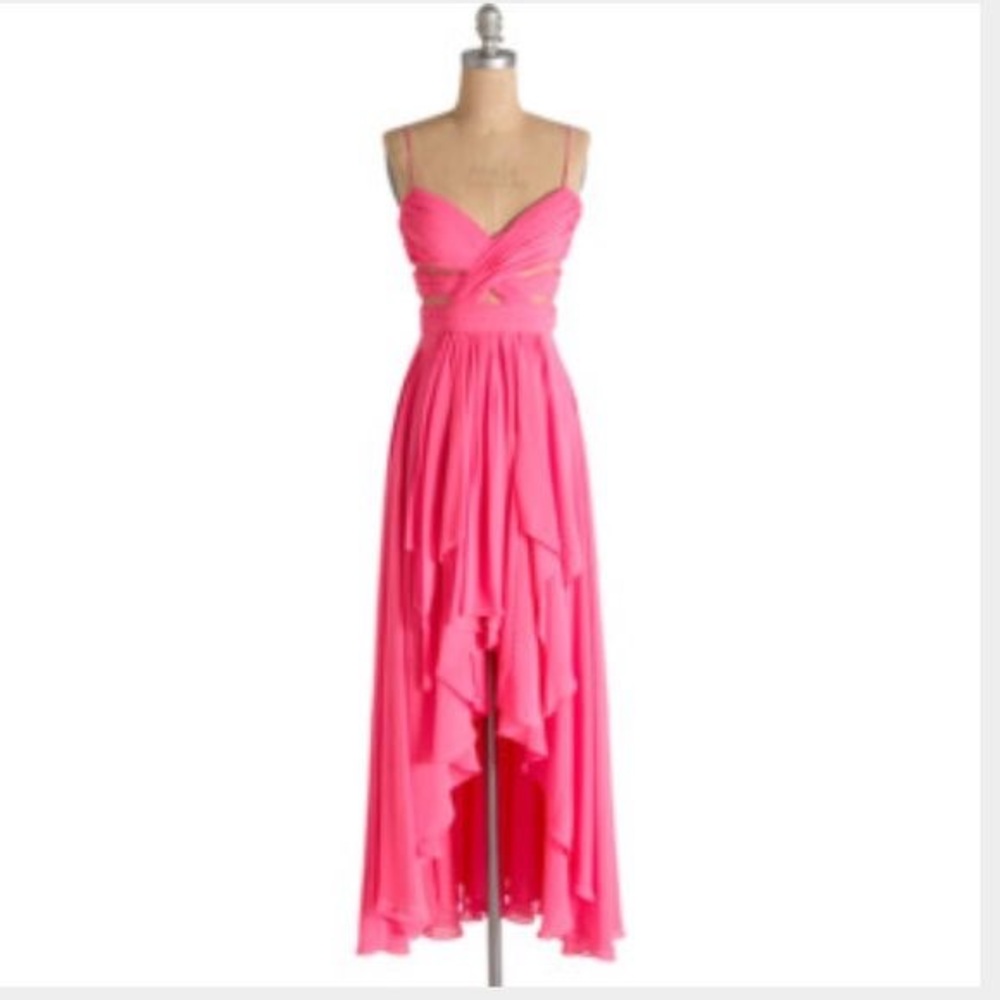 Pink Cache High Low Prom Dress